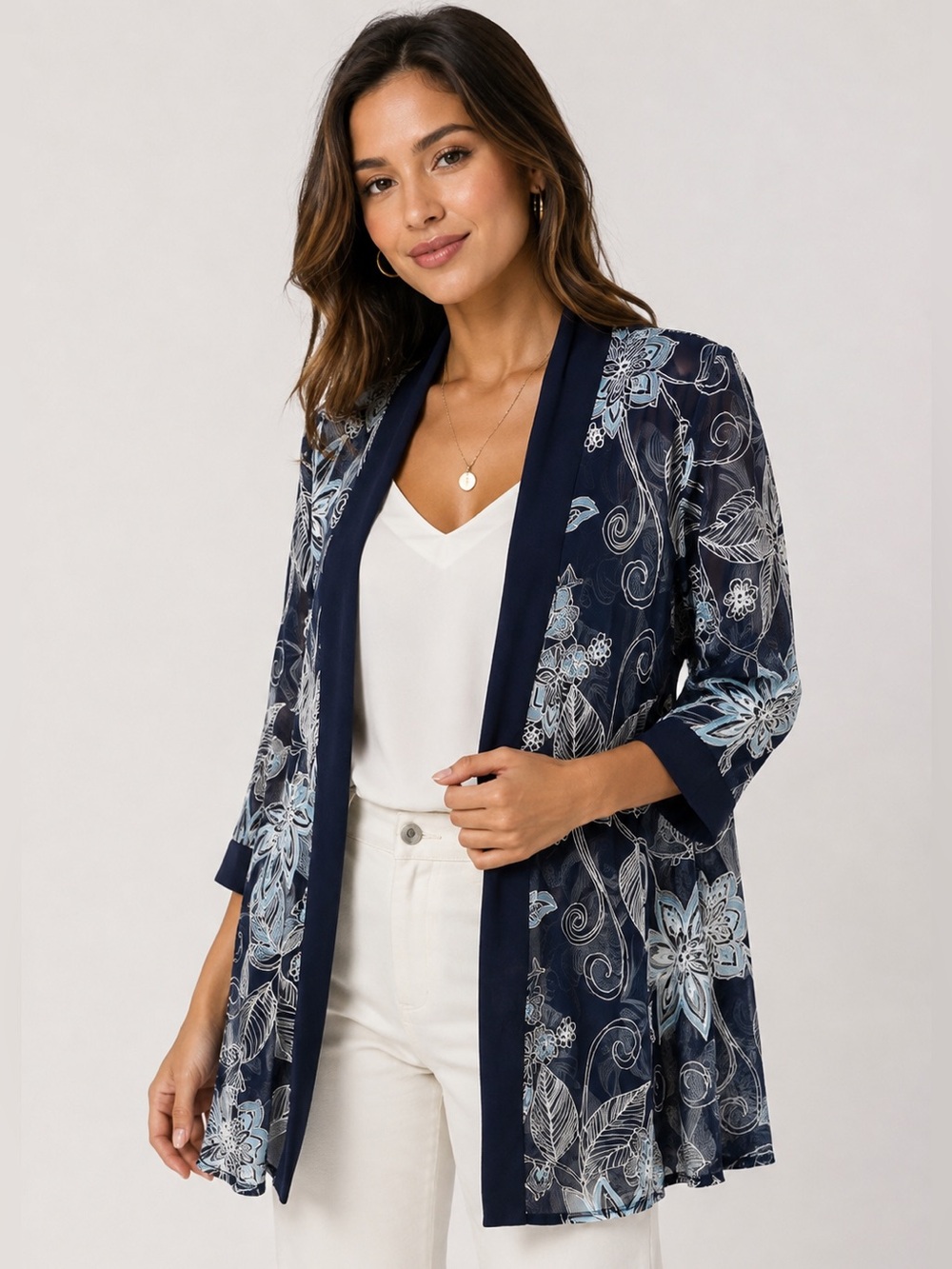 NEW Women’s Printed Floral Cardigan Formal Open-Front Blazer Jacket NWT Size 8
